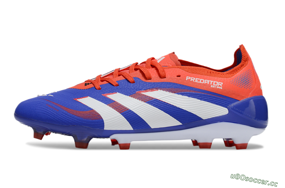 Unisex Adidas Predator 25 Elite FG Firm Ground Low-Tops Football Boots - Blue/White/Red 0