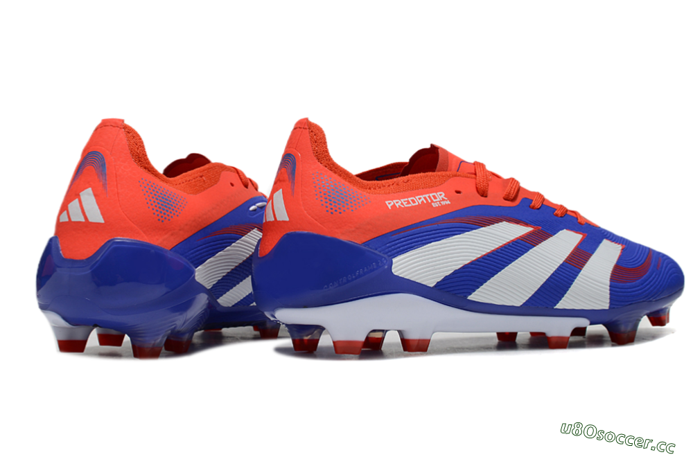 Unisex Adidas Predator 25 Elite FG Firm Ground Low-Tops Football Boots - Blue/White/Red 6