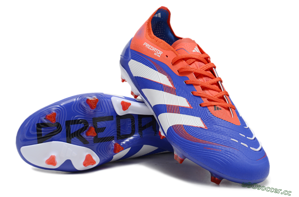 Unisex Adidas Predator 25 Elite FG Firm Ground Low-Tops Football Boots - Blue/White/Red 3