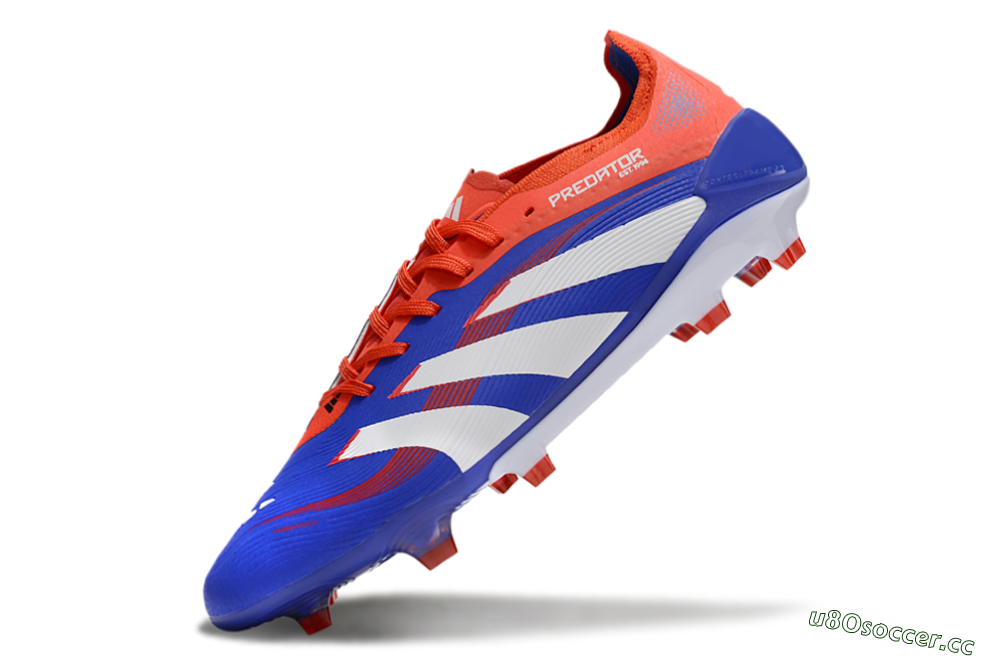 Unisex Adidas Predator 25 Elite FG Firm Ground Low-Tops Football Boots - Blue/White/Red 5