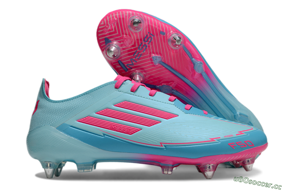Men's Messi x Adidas F50 Elite SG Soft Ground Low-Tops Football Boots - Jade/Blue/Red 2