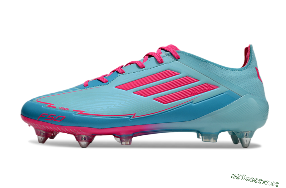 Men's Messi x Adidas F50 Elite SG Soft Ground Low-Tops Football Boots - Jade/Blue/Red 0