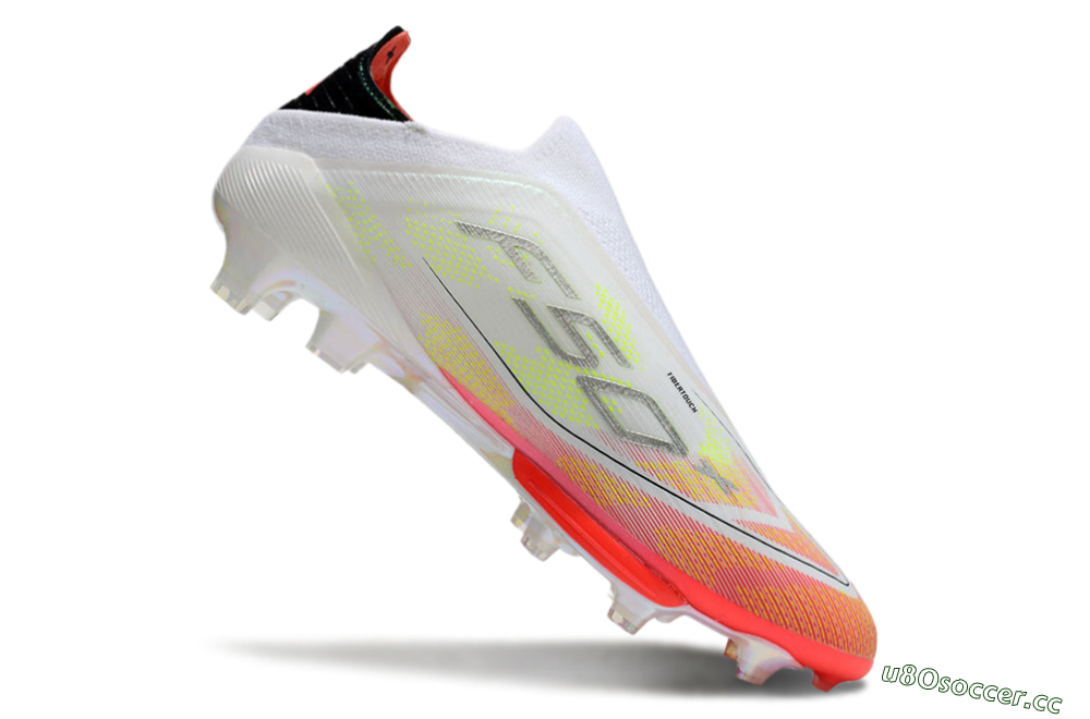 Men's Adidas F50 Elite Lightstrike Laceless FG Firm Ground Low-Tops Football Boots - White/Red/Yellow 4