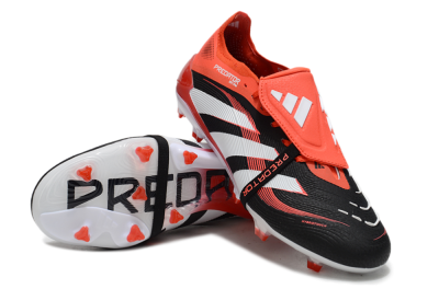 Unisex Adidas Predator Elite 25 Foldover Tongue FG Firm Ground Low-Tops Football Boots - Black/White/Red