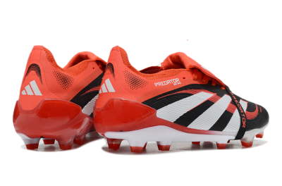 Unisex Adidas Predator Elite 25 Foldover Tongue FG Firm Ground Low-Tops Football Boots - Black/White/Red