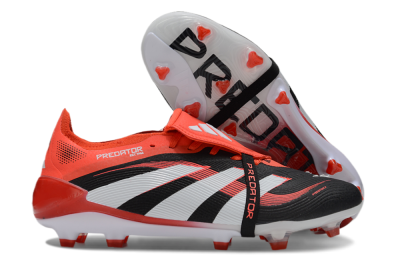 Unisex Adidas Predator Elite 25 Foldover Tongue FG Firm Ground Low-Tops Football Boots - Black/White/Red
