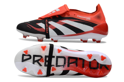 Unisex Adidas Predator Elite 25 Foldover Tongue FG Firm Ground Low-Tops Football Boots - Black/White/Red