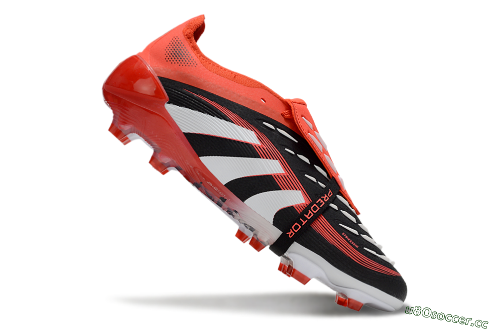 Unisex Adidas Predator Elite 25 Foldover Tongue FG Firm Ground Low-Tops Football Boots - Black/White/Red 4
