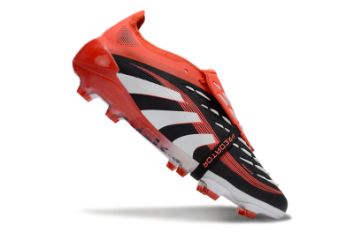 Unisex Adidas Predator Elite 25 Foldover Tongue FG Firm Ground Low-Tops Football Boots - Black/White/Red