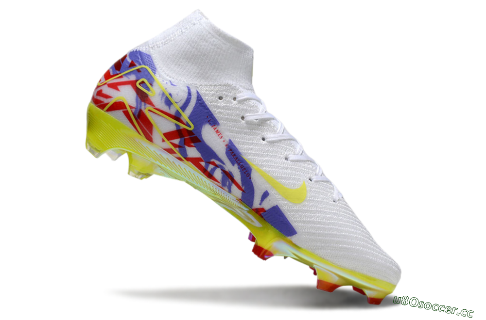 Men's Nike Air Zoom Mercurial Superfly 10 Elite FG Firm Ground High-Tops Football Boots - White/Purple/Yellow/Red 4