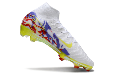 Men's Nike Air Zoom Mercurial Superfly 10 Elite FG Firm Ground High-Tops Football Boots - White/Purple/Yellow/Red