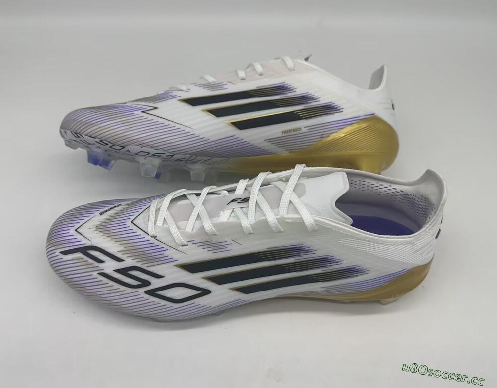 Men's Adidas F50 Elite FG Firm Ground Low-Tops Football Boots - White/Black/Yellow