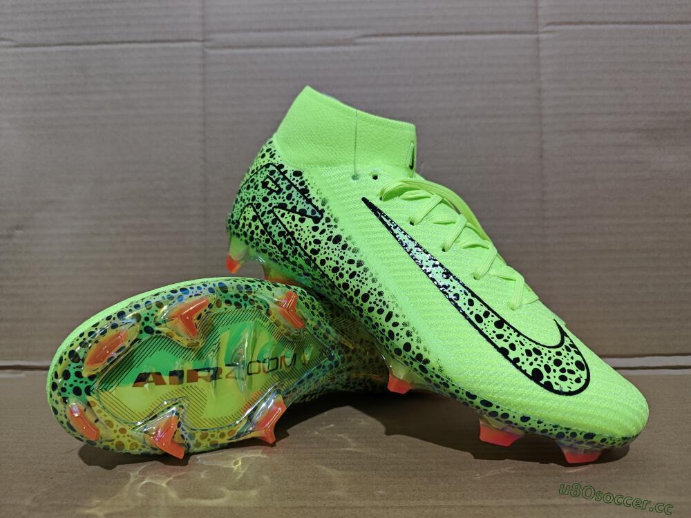 Unisex Nike Air Zoom Mercurial Superfly 10 Elite FG Firm Ground High-Tops Football Boots - Yellow/Black/Leopard