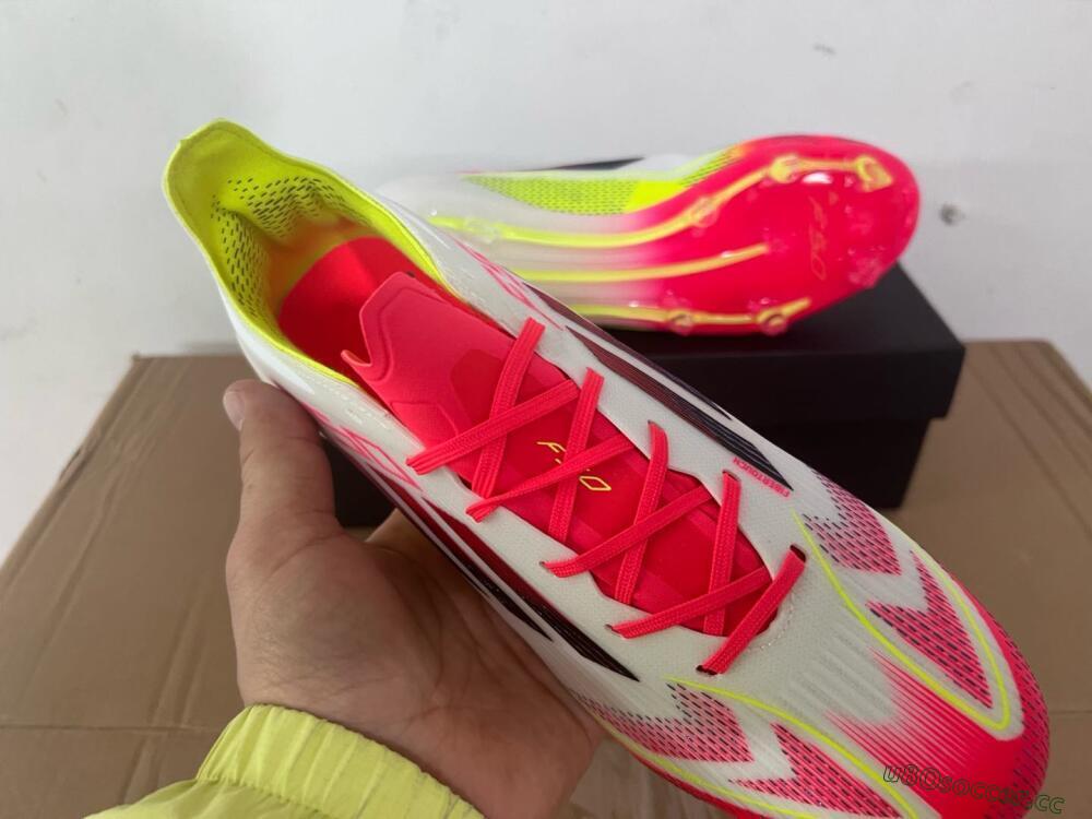 Men's Adidas F50 Elite FG Firm Ground Low-Tops Football Boots - White/Red/Yellow