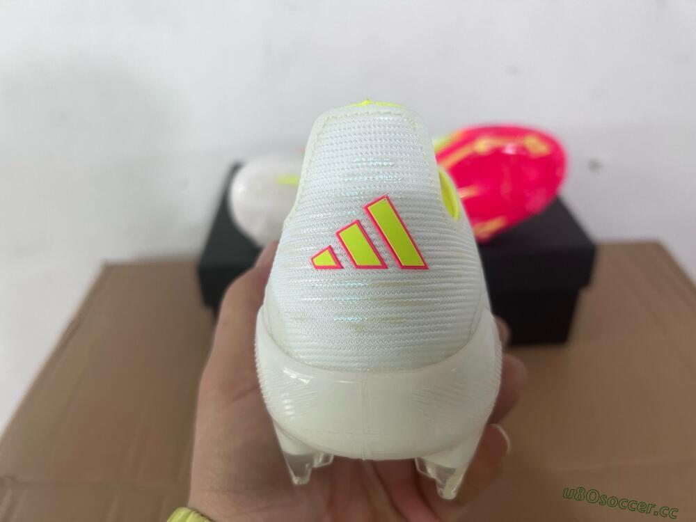 Men's Adidas F50 Elite FG Firm Ground Low-Tops Football Boots - White/Red/Yellow