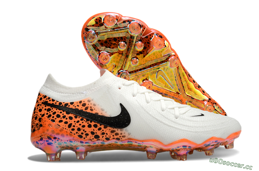 Men's Nike Phantom Luna Elite AG Artificial Grass Low-Tops Football Boots - White/Orange/Black 2