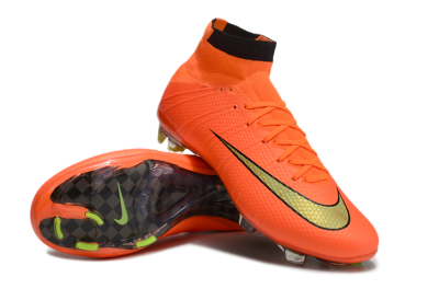 Men's Nike Mercurial Superfly 4 CR7 FG Firm Ground High-Tops Football Boots - Orange/Yellow/Black