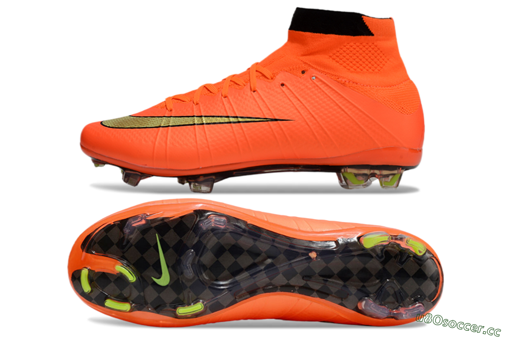 Men's Nike Mercurial Superfly 4 CR7 FG Firm Ground High-Tops Football Boots - Orange/Yellow/Black 1