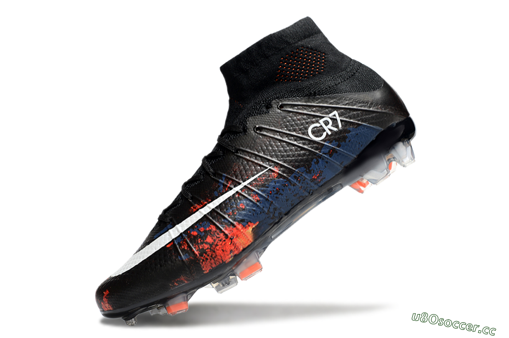 Men's Nike Mercurial Superfly 4 CR7 FG Firm Ground High-Tops Football Boots - Black/White/Red 5