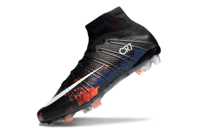 Men's Nike Mercurial Superfly 4 CR7 FG Firm Ground High-Tops Football Boots - Black/White/Red