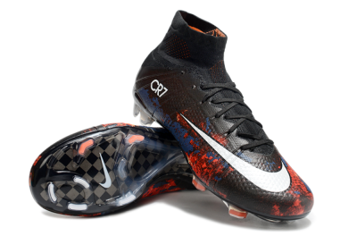 Men's Nike Mercurial Superfly 4 CR7 FG Firm Ground High-Tops Football Boots - Black/White/Red