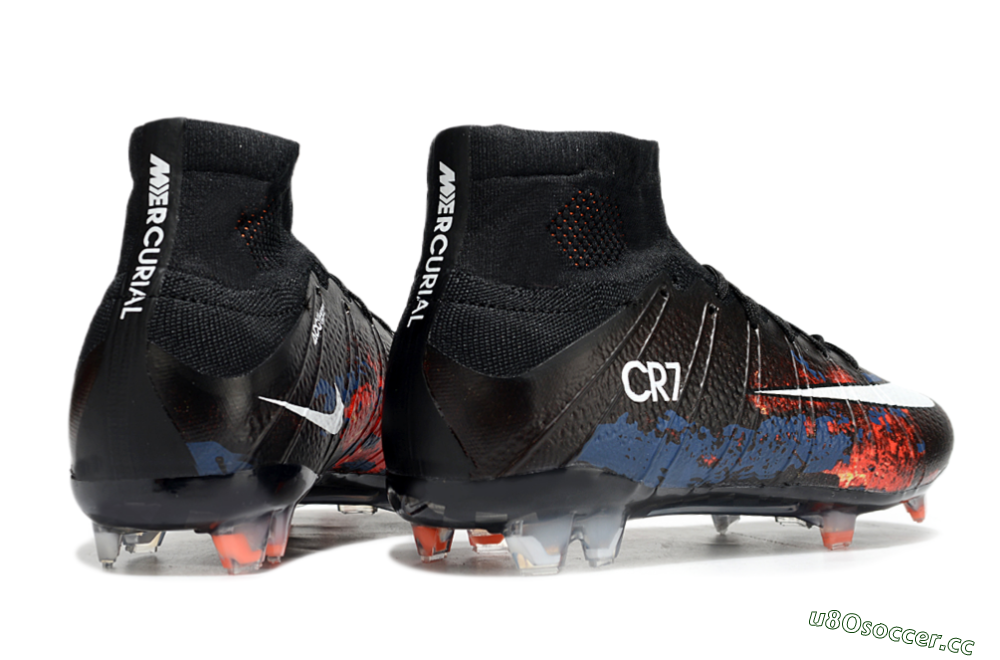 Men's Nike Mercurial Superfly 4 CR7 FG Firm Ground High-Tops Football Boots - Black/White/Red 6