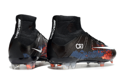 Men's Nike Mercurial Superfly 4 CR7 FG Firm Ground High-Tops Football Boots - Black/White/Red