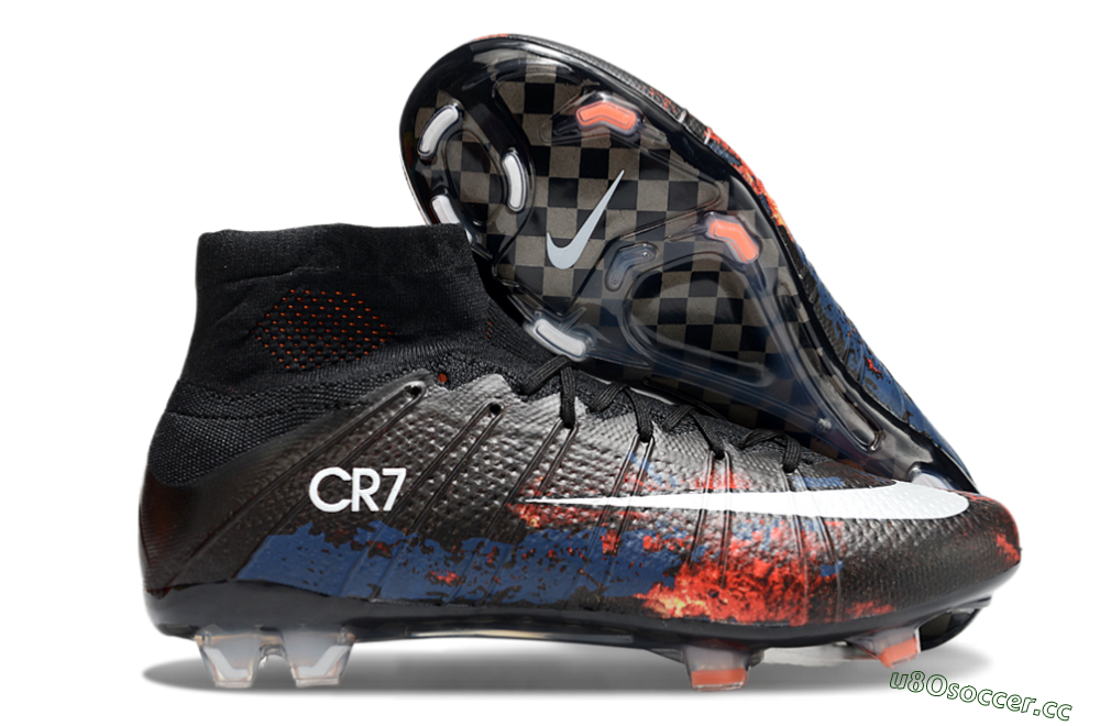 Men's Nike Mercurial Superfly 4 CR7 FG Firm Ground High-Tops Football Boots - Black/White/Red 2