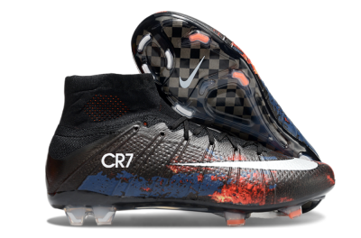 Men's Nike Mercurial Superfly 4 CR7 FG Firm Ground High-Tops Football Boots - Black/White/Red
