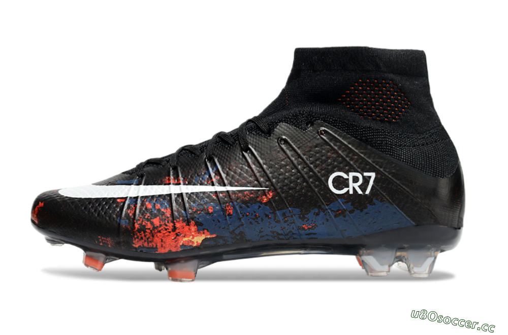 Men's Nike Mercurial Superfly 4 CR7 FG Firm Ground High-Tops Football Boots - Black/White/Red 0