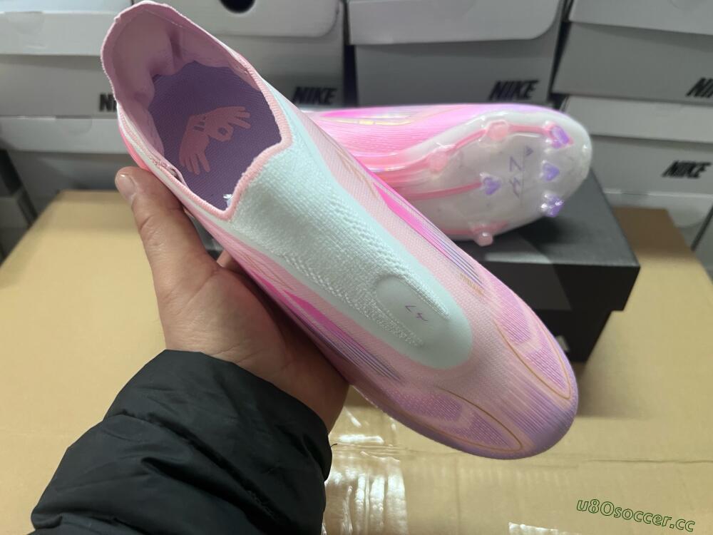 Men's Adidas F50 Elite Laceless FG Firm Ground Low-Tops Football Boots - White/Pink/Gold