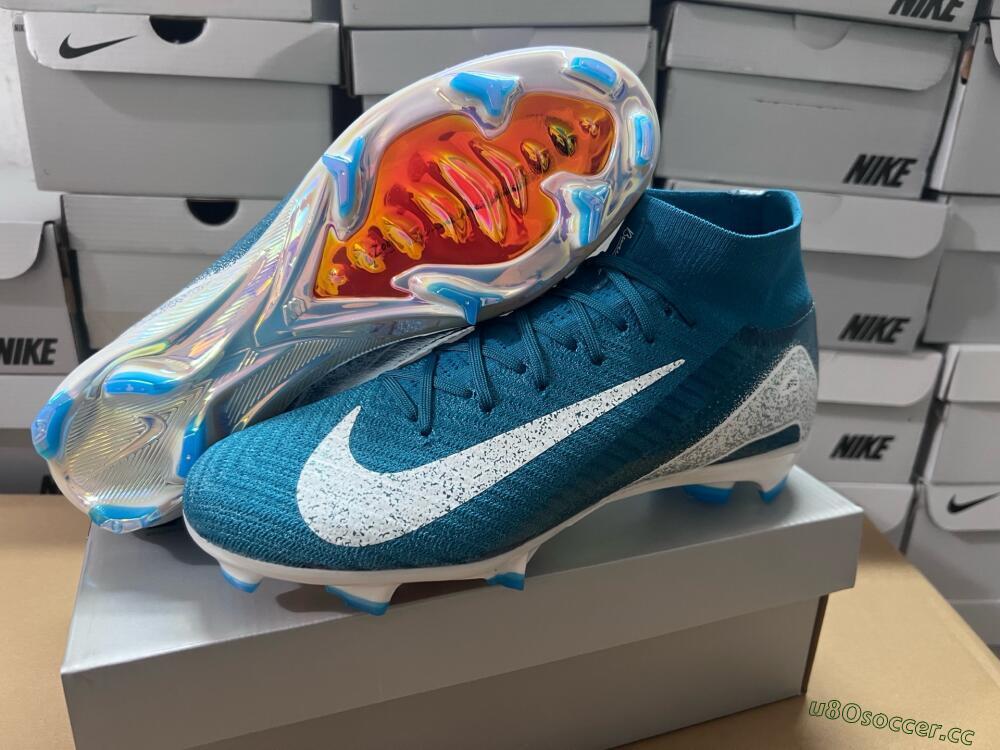Unisex Nike Air Zoom Mercurial Superfly 10 Elite FG Firm Ground High-Tops Football Boots - Blue/White/Gold