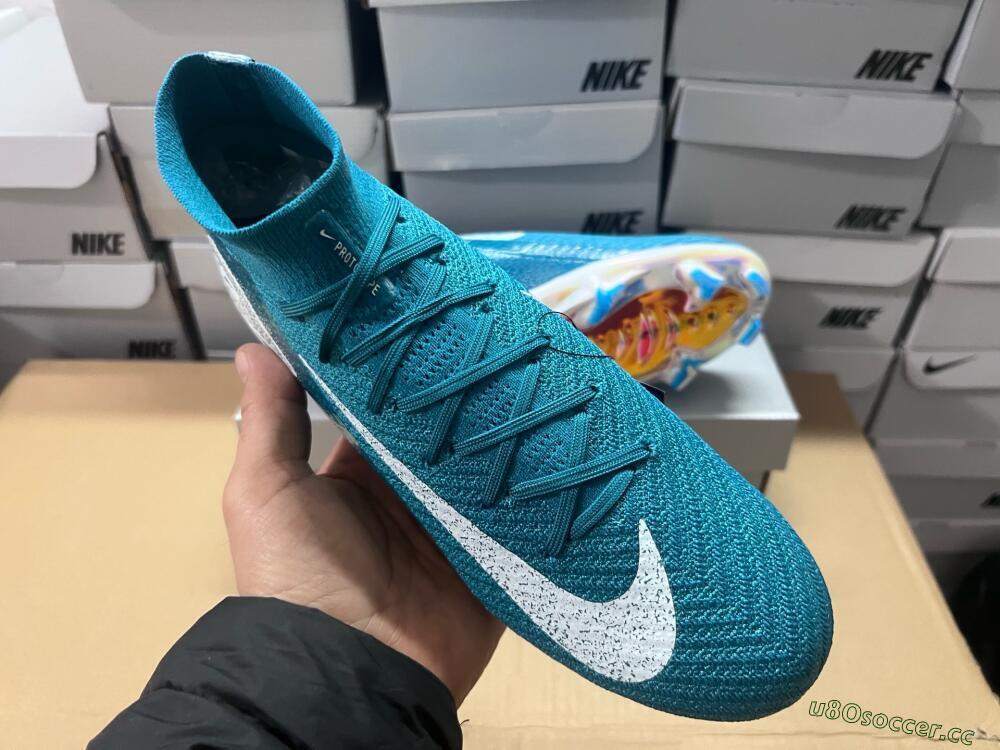 Unisex Nike Air Zoom Mercurial Superfly 10 Elite FG Firm Ground High-Tops Football Boots - Blue/White/Gold