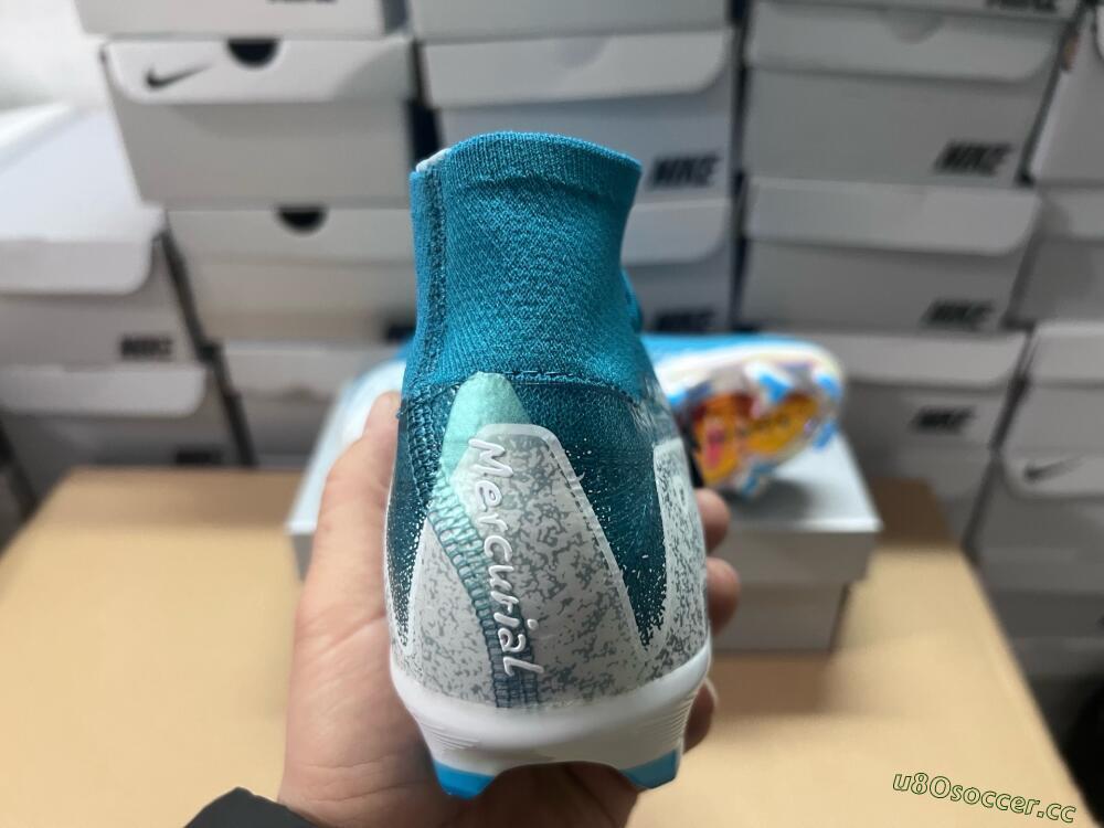 Unisex Nike Air Zoom Mercurial Superfly 10 Elite FG Firm Ground High-Tops Football Boots - Blue/White/Gold
