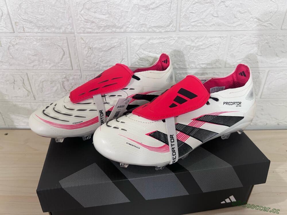 Men's Adidas Predator Elite Foldover Tongue FG Firm Ground Low-Tops Football Boots - Beige/Black/Red