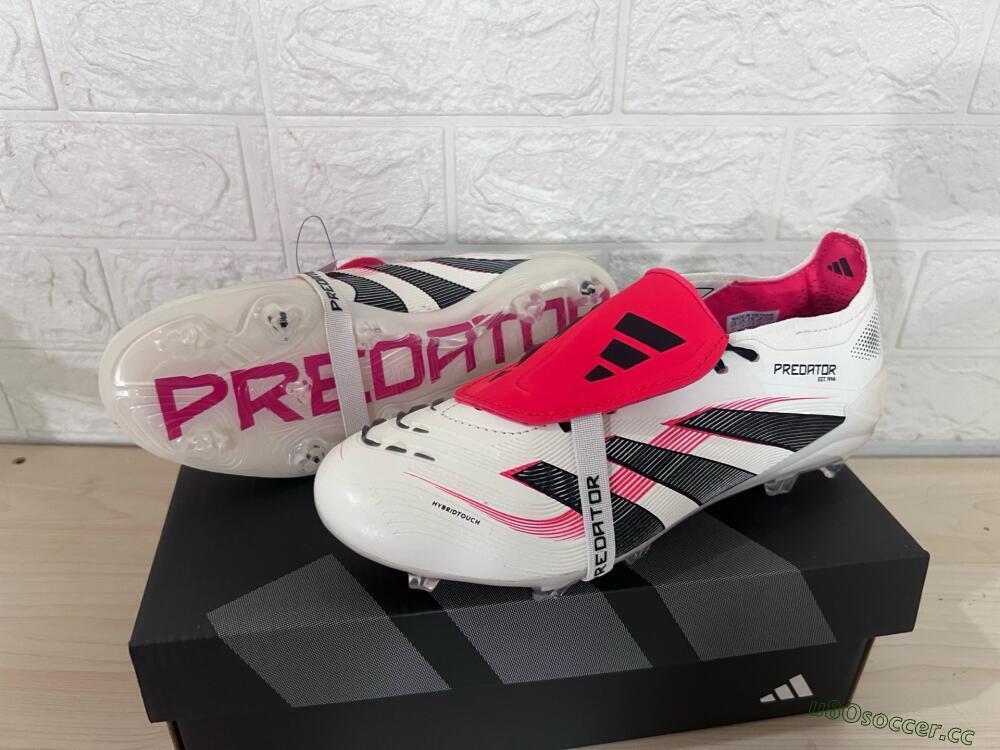 Men's Adidas Predator Elite Foldover Tongue FG Firm Ground Low-Tops Football Boots - Beige/Black/Red