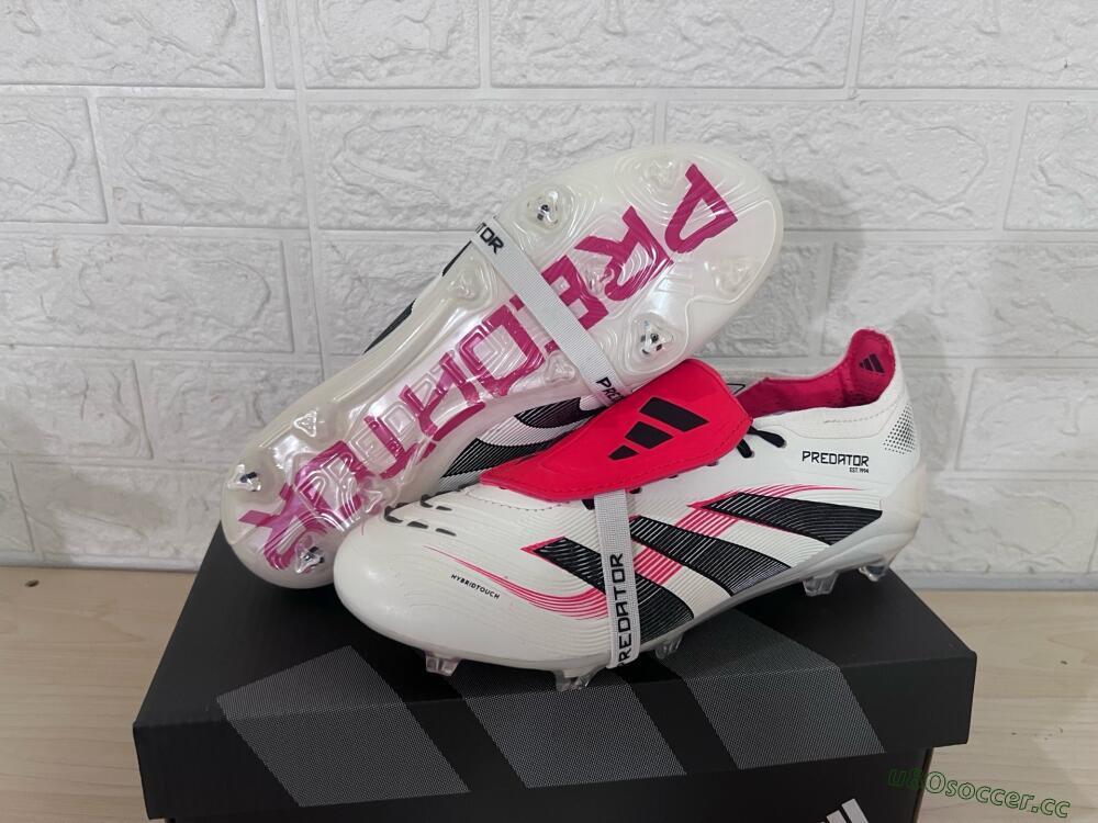 Men's Adidas Predator Elite Foldover Tongue FG Firm Ground Low-Tops Football Boots - Beige/Black/Red