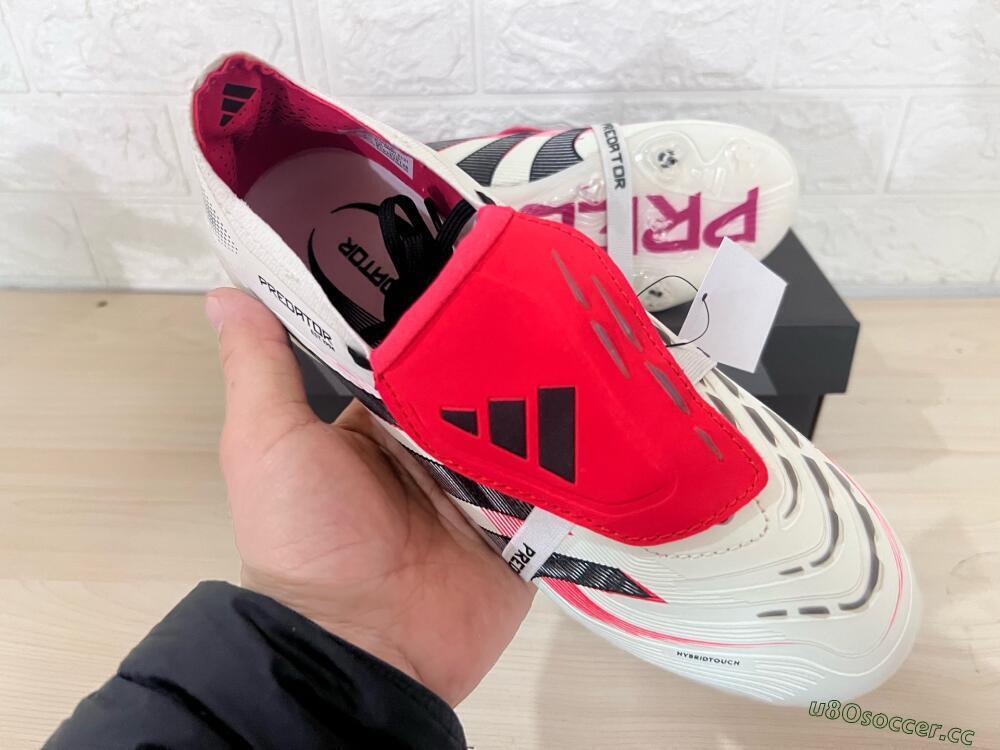 Men's Adidas Predator Elite Foldover Tongue FG Firm Ground Low-Tops Football Boots - Beige/Black/Red