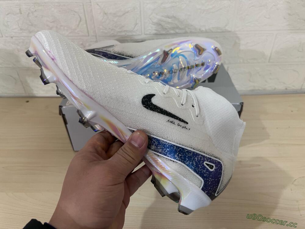 Unisex Nike Air Zoom Mercurial Superfly 10 Elite FG Firm Ground High-Tops Football Boots - White/Black/Blue