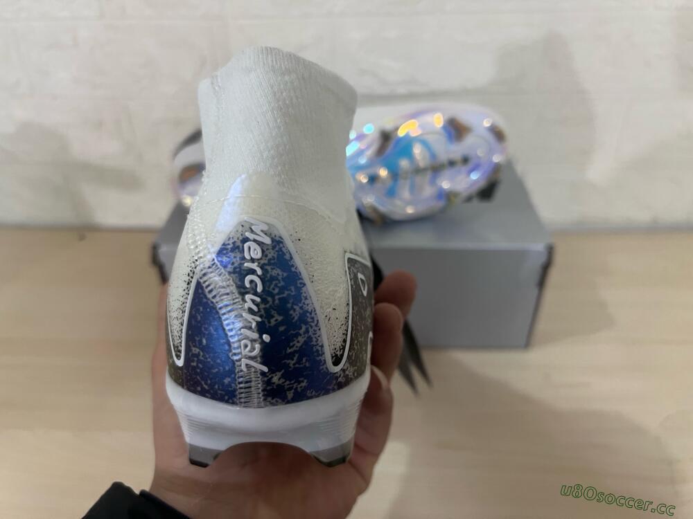Unisex Nike Air Zoom Mercurial Superfly 10 Elite FG Firm Ground High-Tops Football Boots - White/Black/Blue