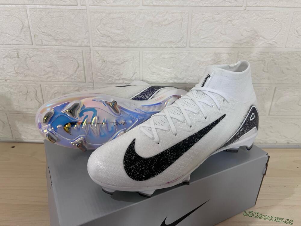 Unisex Nike Air Zoom Mercurial Superfly 10 Elite FG Firm Ground High-Tops Football Boots - White/Black/Blue