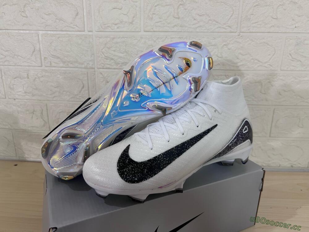 Unisex Nike Air Zoom Mercurial Superfly 10 Elite FG Firm Ground High-Tops Football Boots - White/Black/Blue
