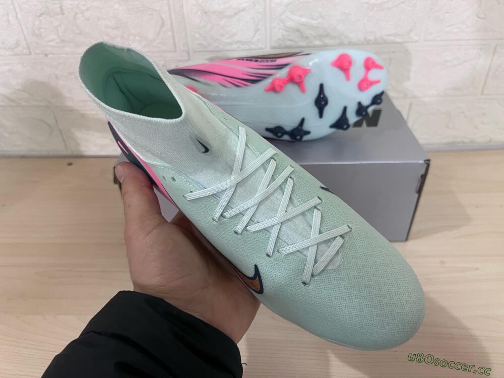 Unisex Nike Air Zoom Mercurial Superfly 10 Elite AG Artificial Grass High-Tops Football Boots - Jade/Gold/Pink