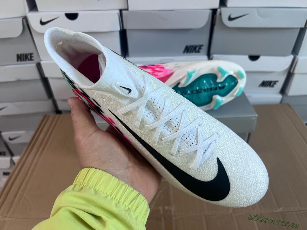 Men's Nike Air Zoom Mercurial Superfly 10 Elite FG Firm Ground High-Tops Football Boots - White/Black/Red