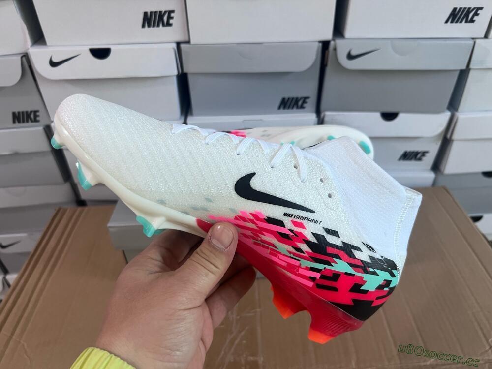 Men's Nike Air Zoom Mercurial Superfly 10 Elite FG Firm Ground High-Tops Football Boots - White/Black/Red