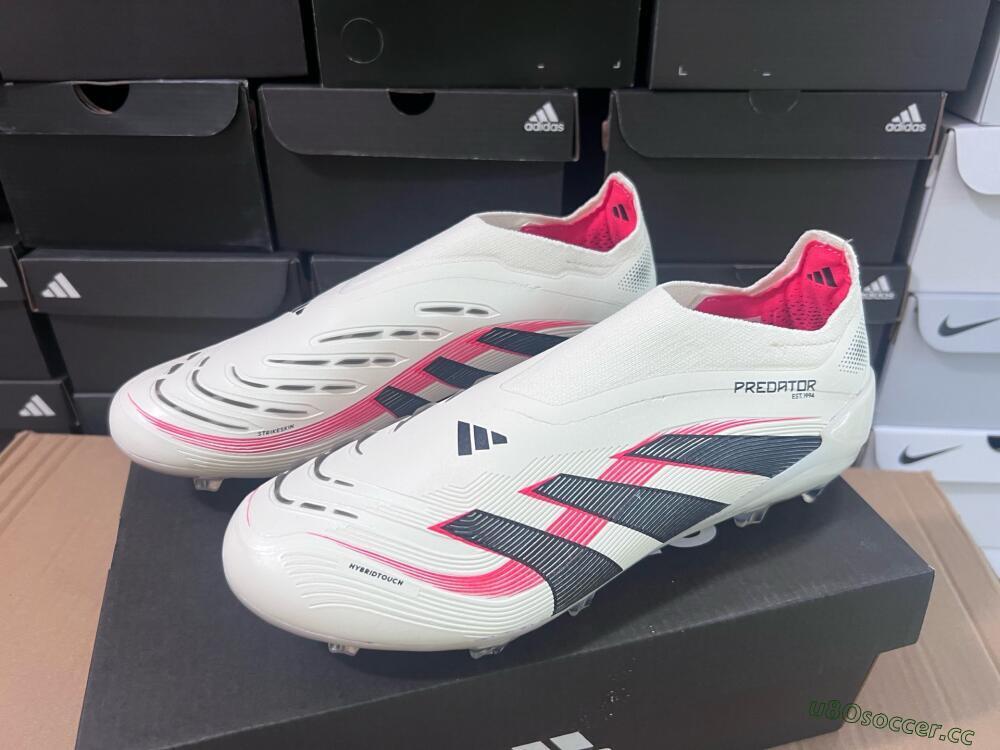 Unisex Adidas Predator Elite Laceless FG Firm Ground Low-Tops Football Boots - Beige/Red/Black