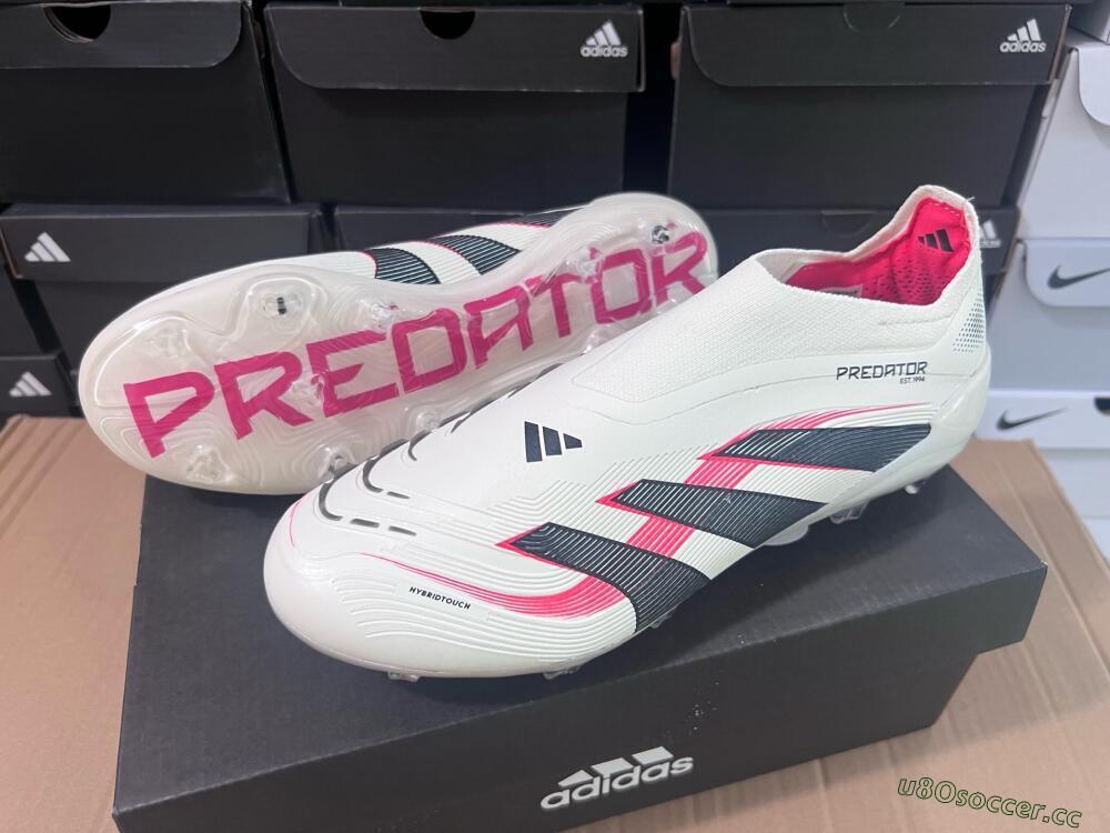 Unisex Adidas Predator Elite Laceless FG Firm Ground Low-Tops Football Boots - Beige/Red/Black