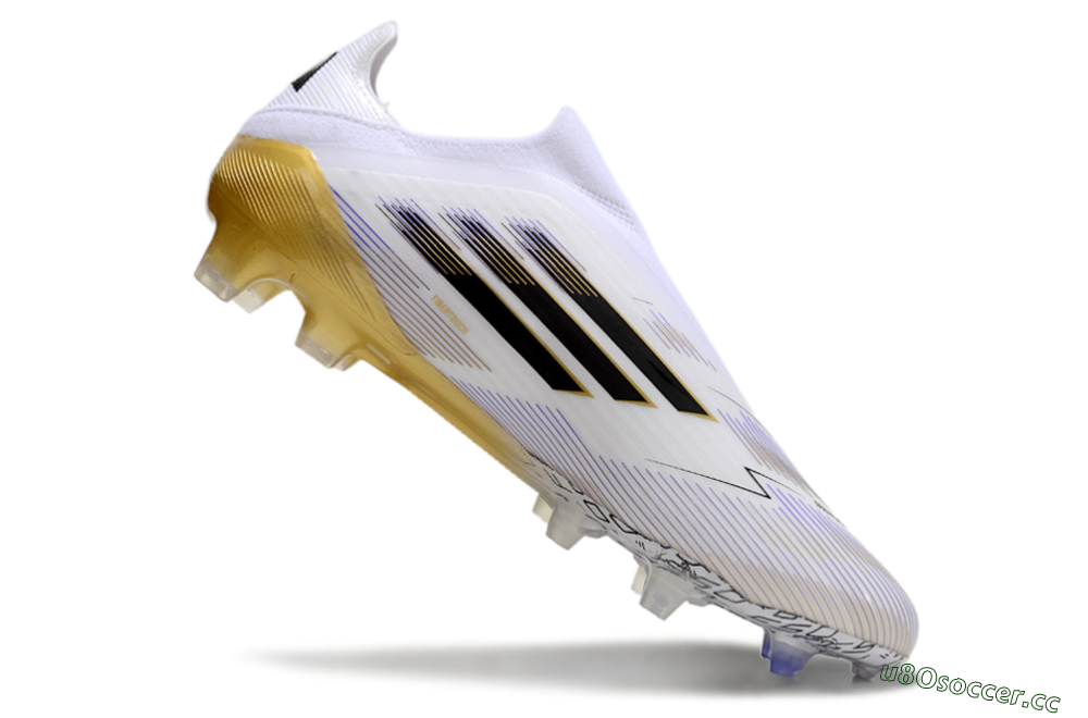 Men's Adidas F50 Elite Laceless FG Firm Ground Low-Tops Football Boots - White/Black/Gold 4
