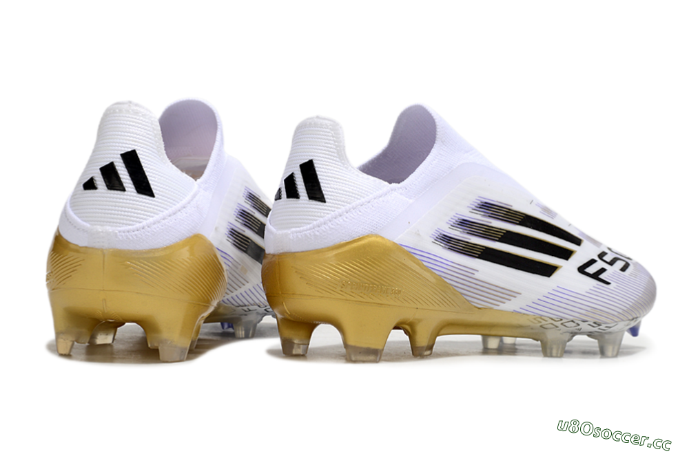 Men's Adidas F50 Elite Laceless FG Firm Ground Low-Tops Football Boots - White/Black/Gold 6