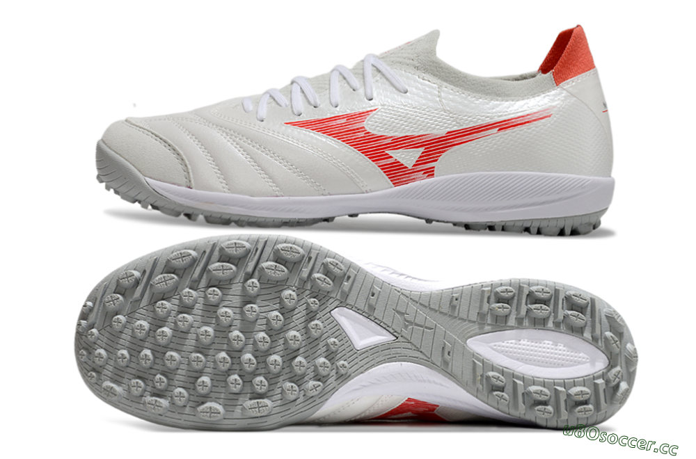 Men's Mizuno Morelia Neo Sala TF Artificial Turf Low-Tops Football Shoes - Grey/Red/White 1